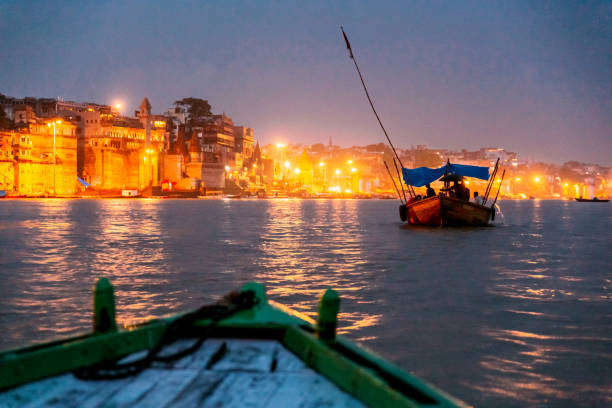 Varanasi Ghat Wooden Boats